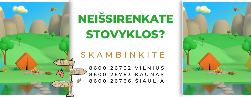 Daugiau nei 100 vasaros stovyklų vaikams ir jaunimui Lietuvoje ir Europoje! Edukacinės, kūrybinės, kalbų, sporto, išgyvenimo gamtoje, karinės ir kt. Išsirink savo vasaros nuotykį.